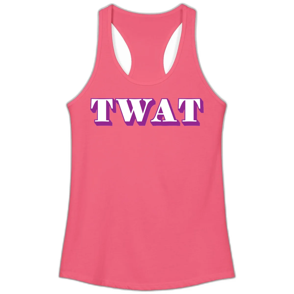 Bold purple TWAT typography design with geometric lettering and white fill on gray background in Hot Pink