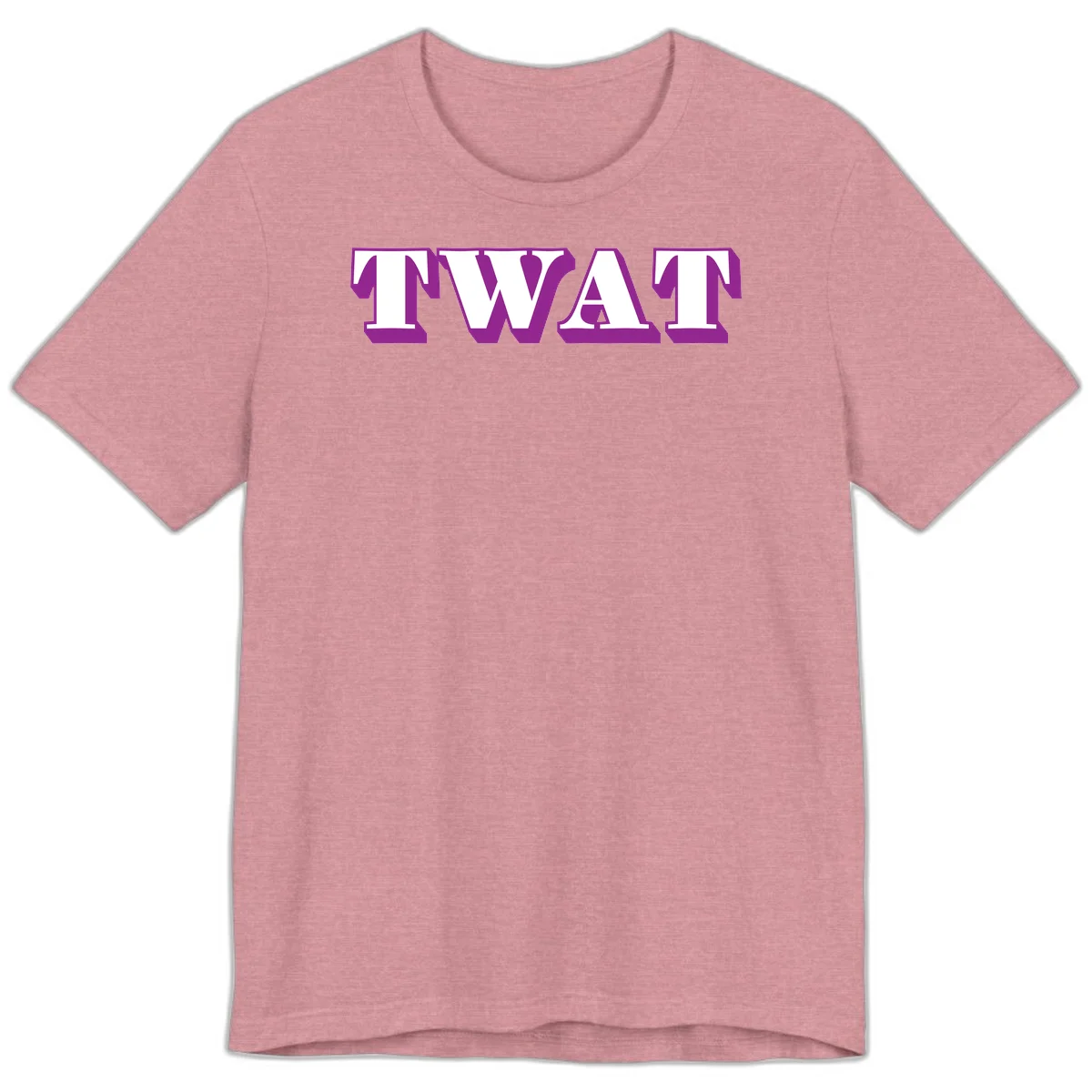 Bold purple TWAT typography design with geometric lettering and white fill on gray background in Heather Orchid