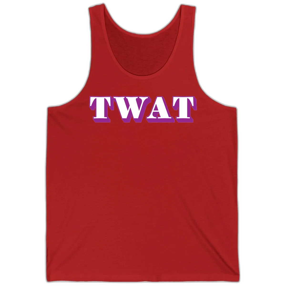 Bold purple TWAT typography design with geometric lettering and white fill on gray background in Red