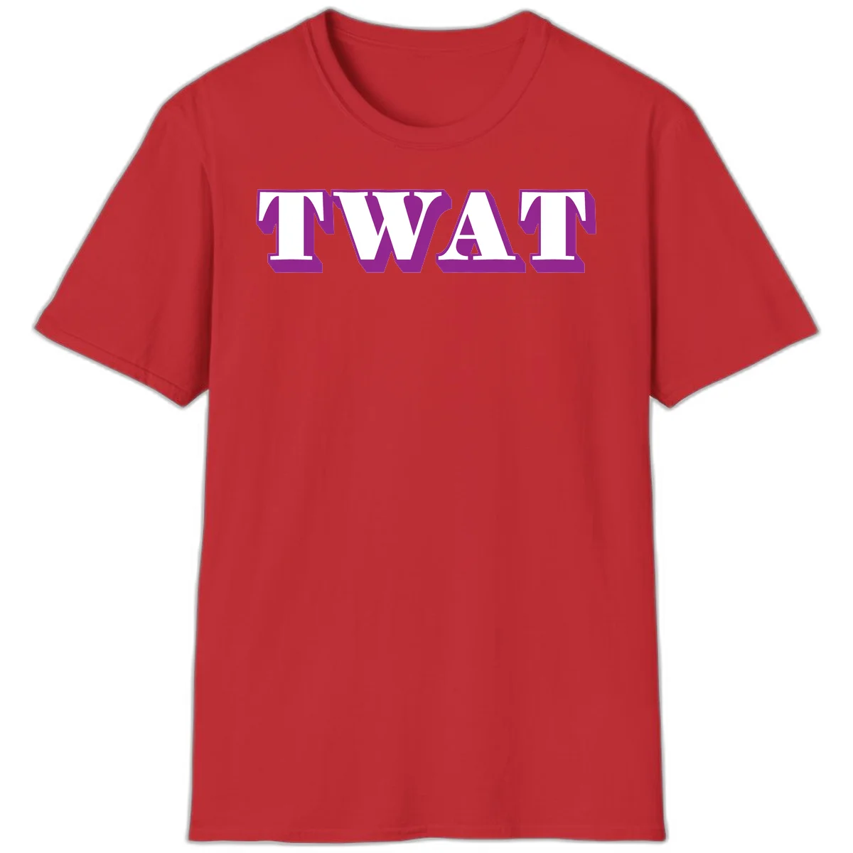 Bold purple TWAT typography design with geometric lettering and white fill on gray background in Red