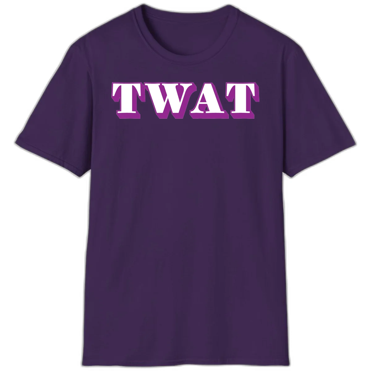 Bold purple TWAT typography design with geometric lettering and white fill on gray background in Purple