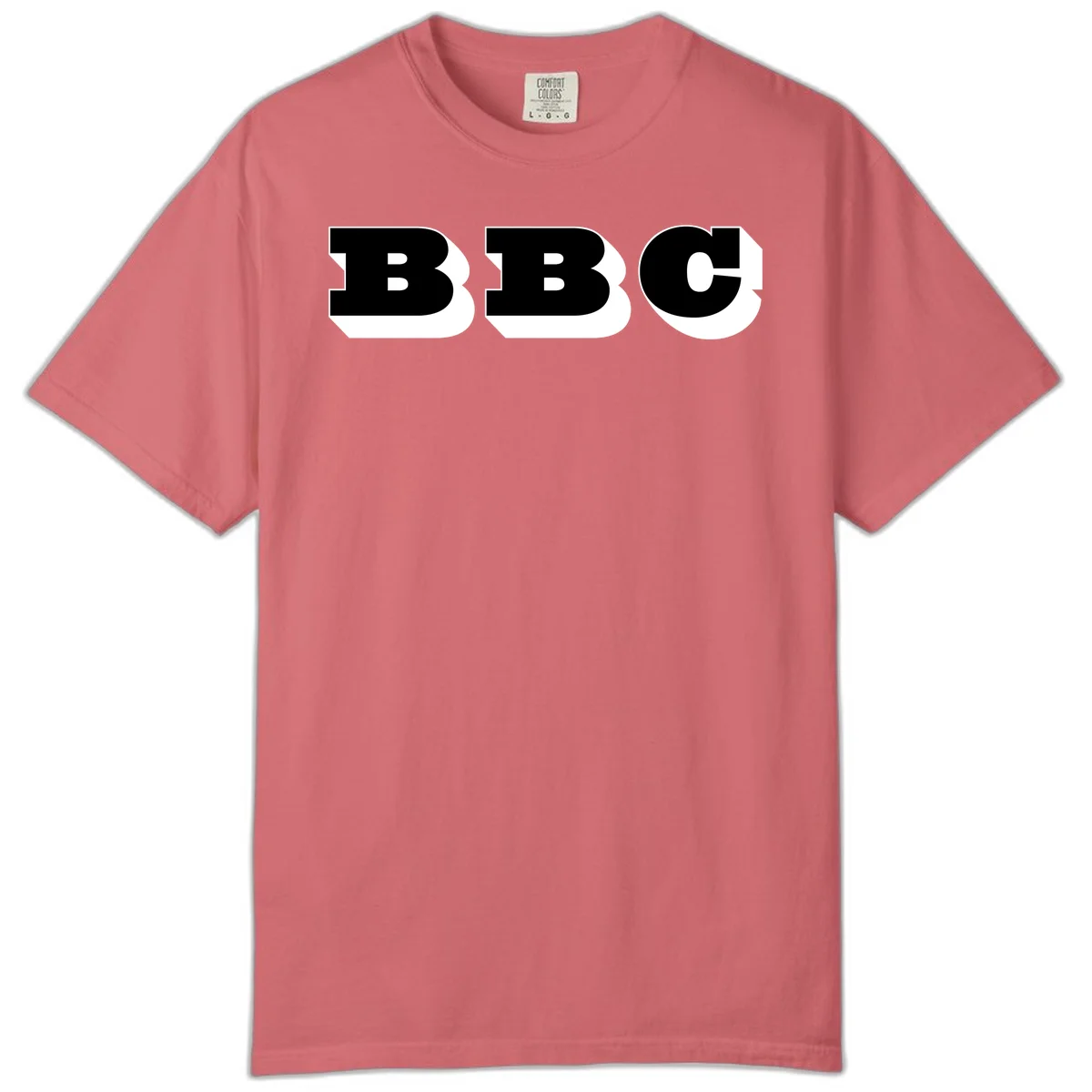 BBC bold typography design featuring three large geometric letters in black with white dimensional elements on gray background in Watermelon