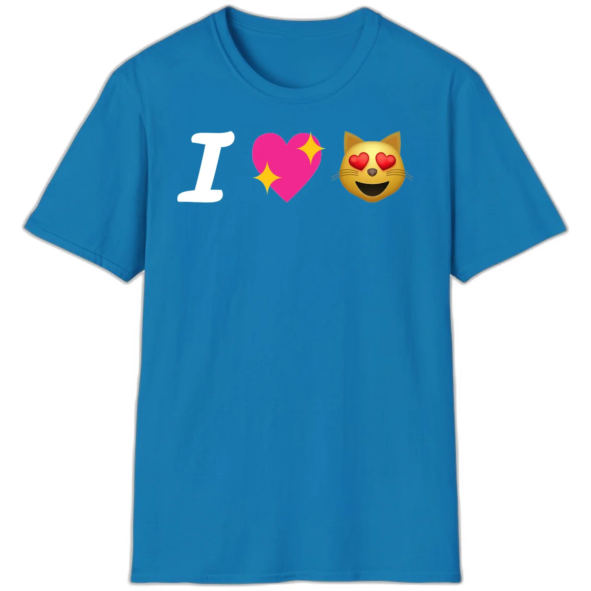 I love cats design with letter I, pink heart with sparkles, and smiling cat face with red heart eyes in Sapphire