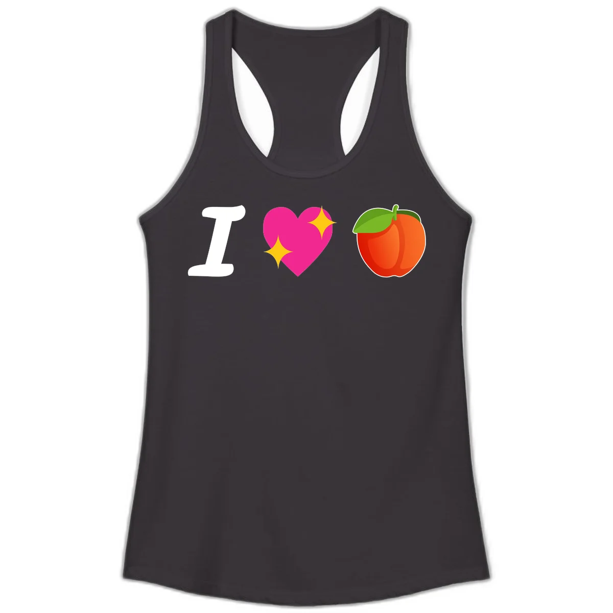 I love apples rebus design with large white I, magenta heart with yellow sparkles, and red apple with green leaf in Black