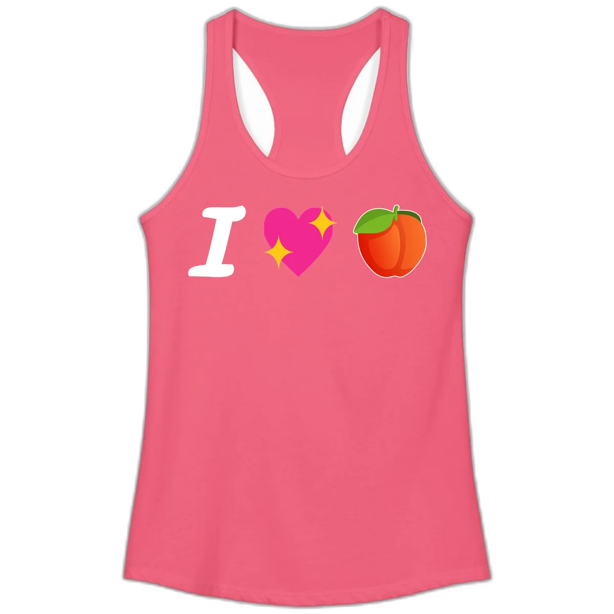 I love apples rebus design with large white I, magenta heart with yellow sparkles, and red apple with green leaf in Hot Pink