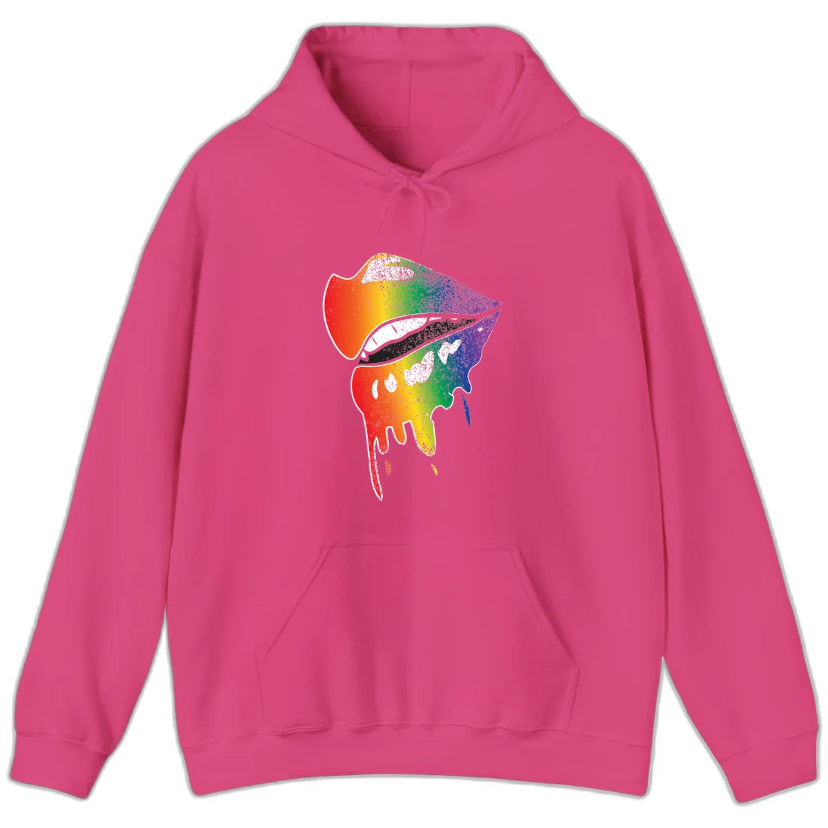 Rainbow-fish-pride-art illustration featuring a colorful fish head with open mouth in full spectrum gradient colors from red to purple with white details in Heliconia