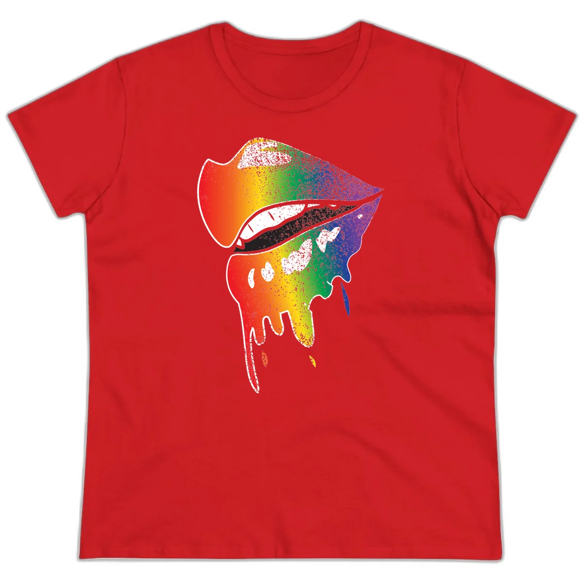Rainbow-fish-pride-art illustration featuring a colorful fish head with open mouth in full spectrum gradient colors from red to purple with white details in Red