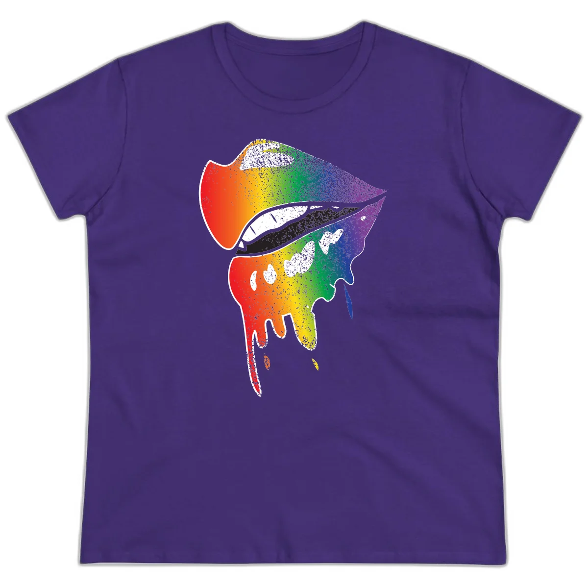 Rainbow-fish-pride-art illustration featuring a colorful fish head with open mouth in full spectrum gradient colors from red to purple with white details in Purple