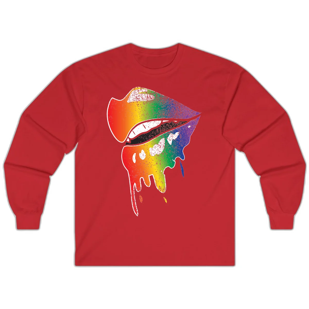 Rainbow-fish-pride-art illustration featuring a colorful fish head with open mouth in full spectrum gradient colors from red to purple with white details in Red