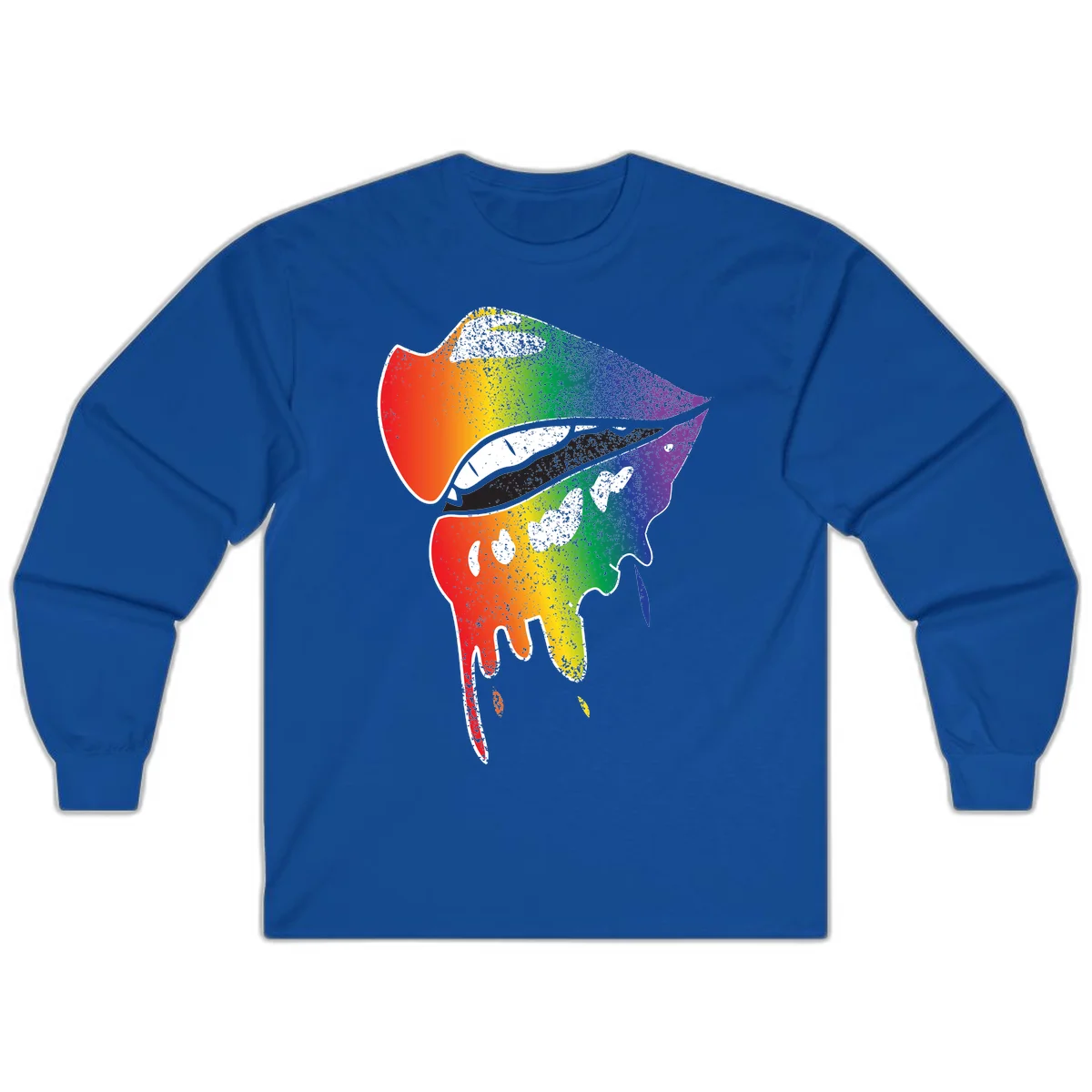 Rainbow-fish-pride-art illustration featuring a colorful fish head with open mouth in full spectrum gradient colors from red to purple with white details in Royal