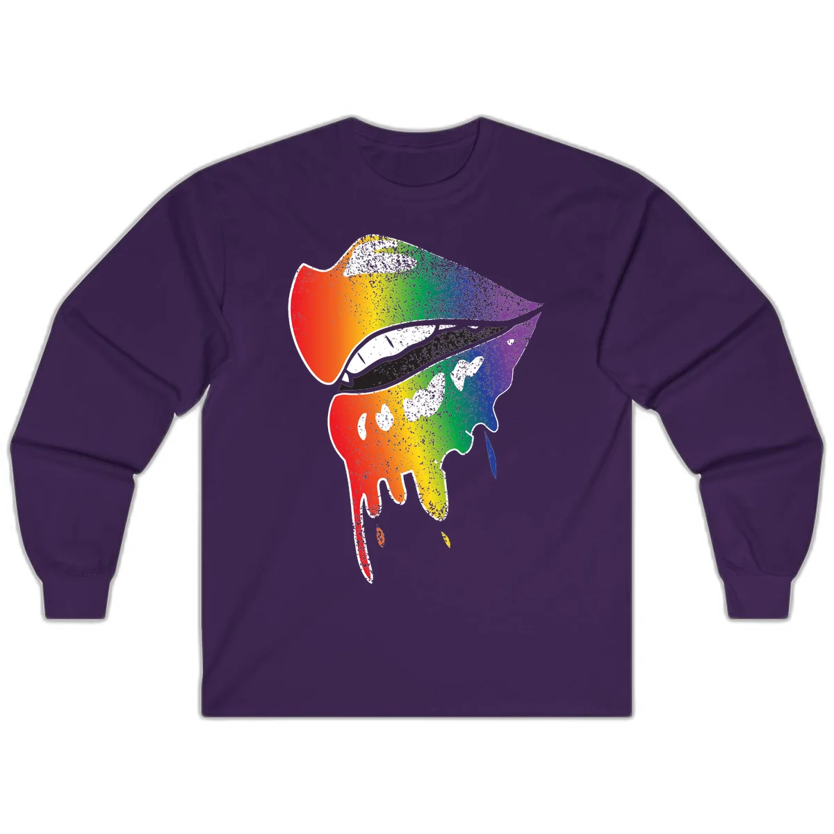 Rainbow-fish-pride-art illustration featuring a colorful fish head with open mouth in full spectrum gradient colors from red to purple with white details in Purple