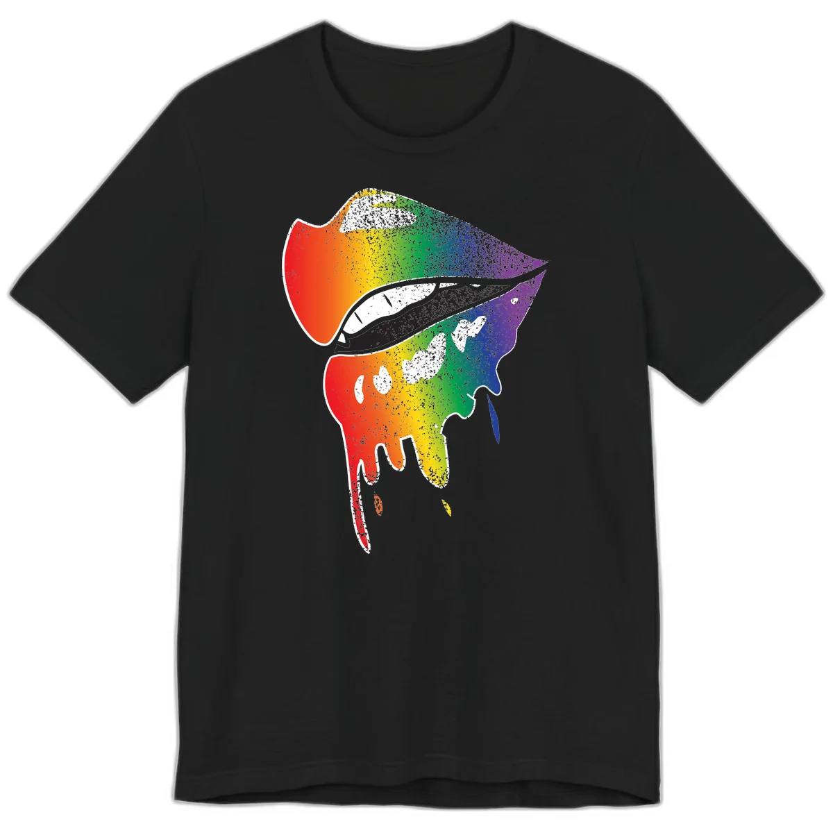 Rainbow-fish-pride-art illustration featuring a colorful fish head with open mouth in full spectrum gradient colors from red to purple with white details in Black