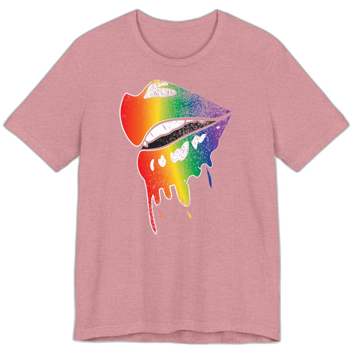 Rainbow-fish-pride-art illustration featuring a colorful fish head with open mouth in full spectrum gradient colors from red to purple with white details in Heather Orchid