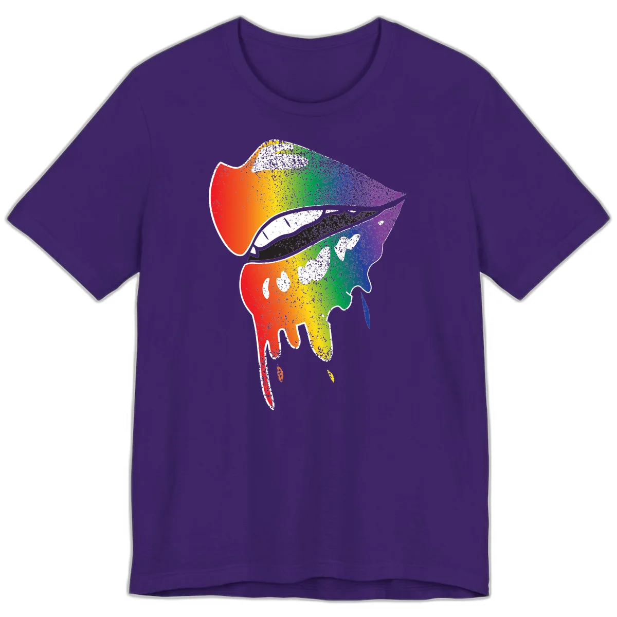 Rainbow-fish-pride-art illustration featuring a colorful fish head with open mouth in full spectrum gradient colors from red to purple with white details in Team Purple