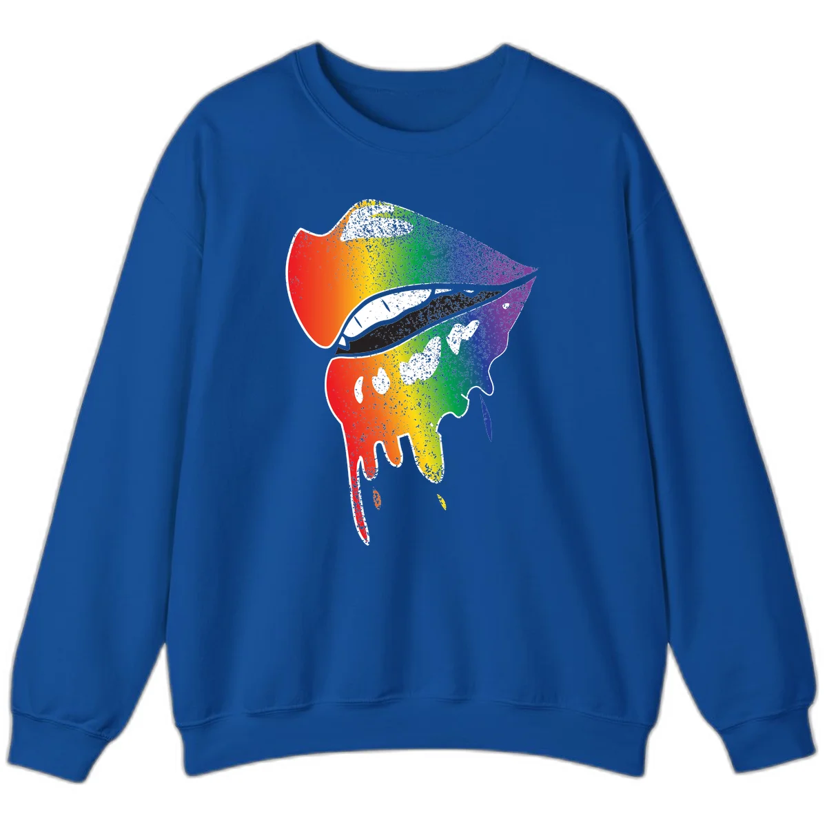 Rainbow-fish-pride-art illustration featuring a colorful fish head with open mouth in full spectrum gradient colors from red to purple with white details in Royal