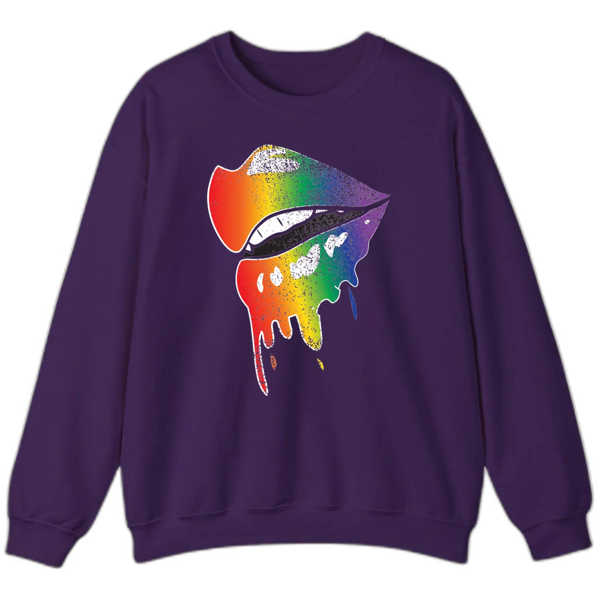 Rainbow-fish-pride-art illustration featuring a colorful fish head with open mouth in full spectrum gradient colors from red to purple with white details in Purple