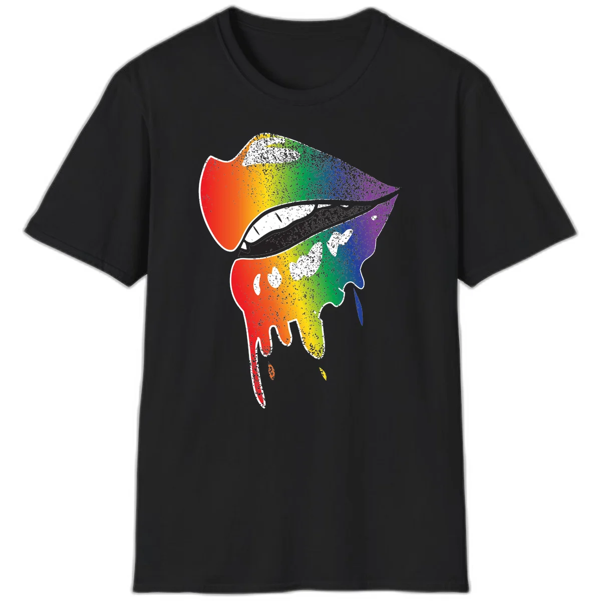 Rainbow-fish-pride-art illustration featuring a colorful fish head with open mouth in full spectrum gradient colors from red to purple with white details in Black