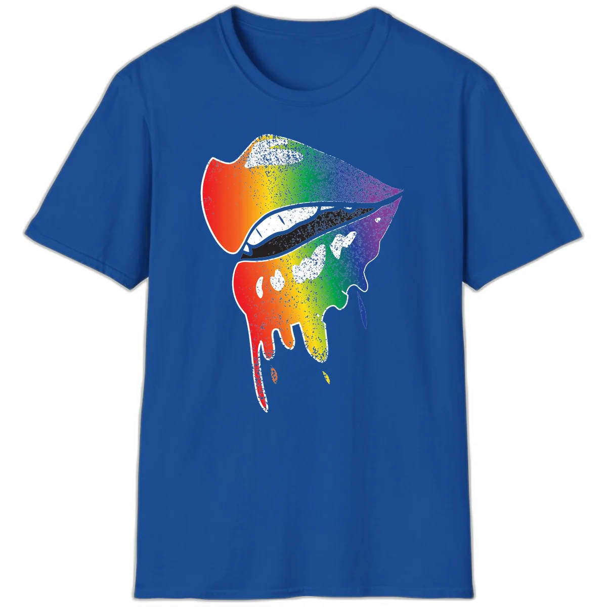 Rainbow-fish-pride-art illustration featuring a colorful fish head with open mouth in full spectrum gradient colors from red to purple with white details in Royal