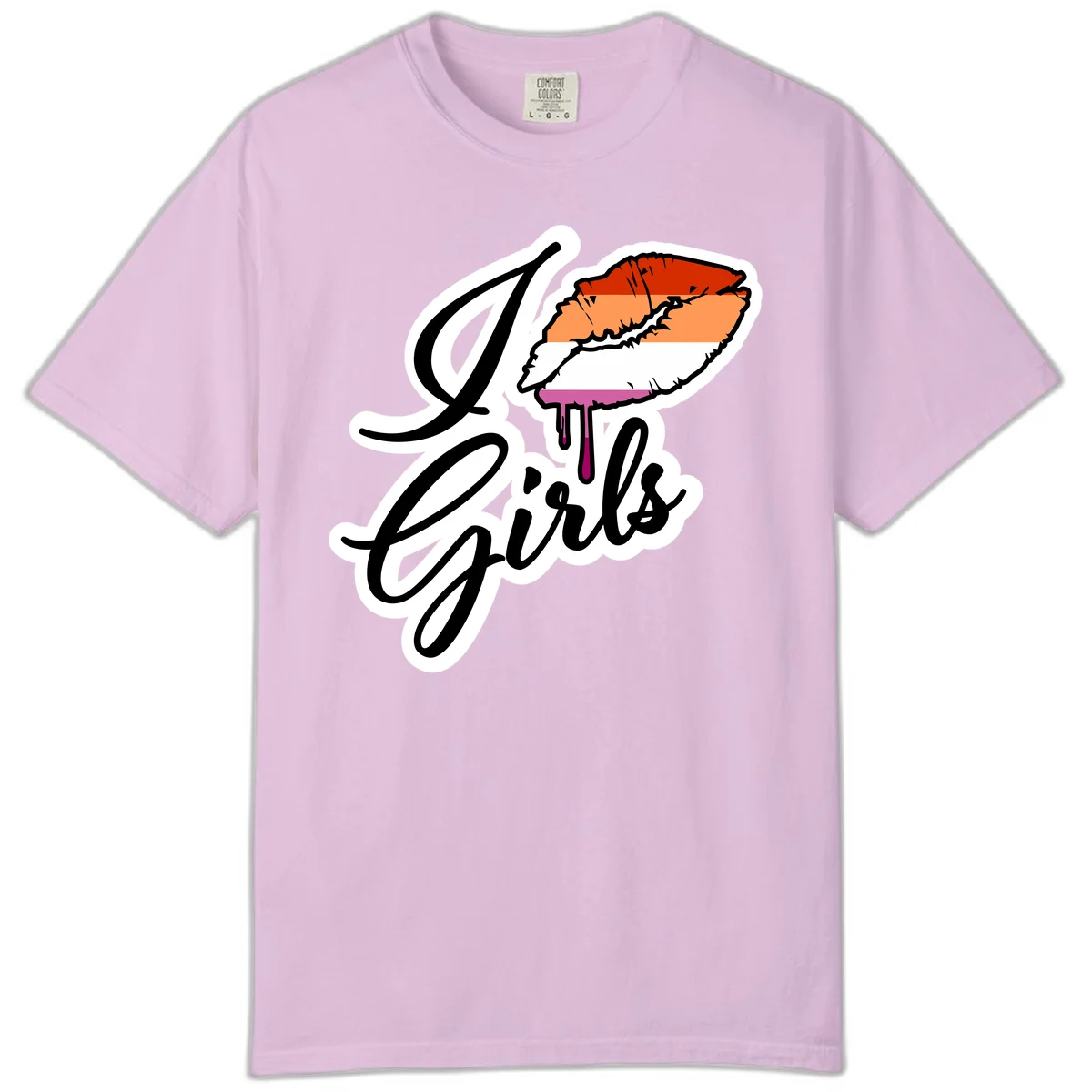 Illustrated girls trip lobster roll design with pride flag colors and flowing script lettering in Orchid