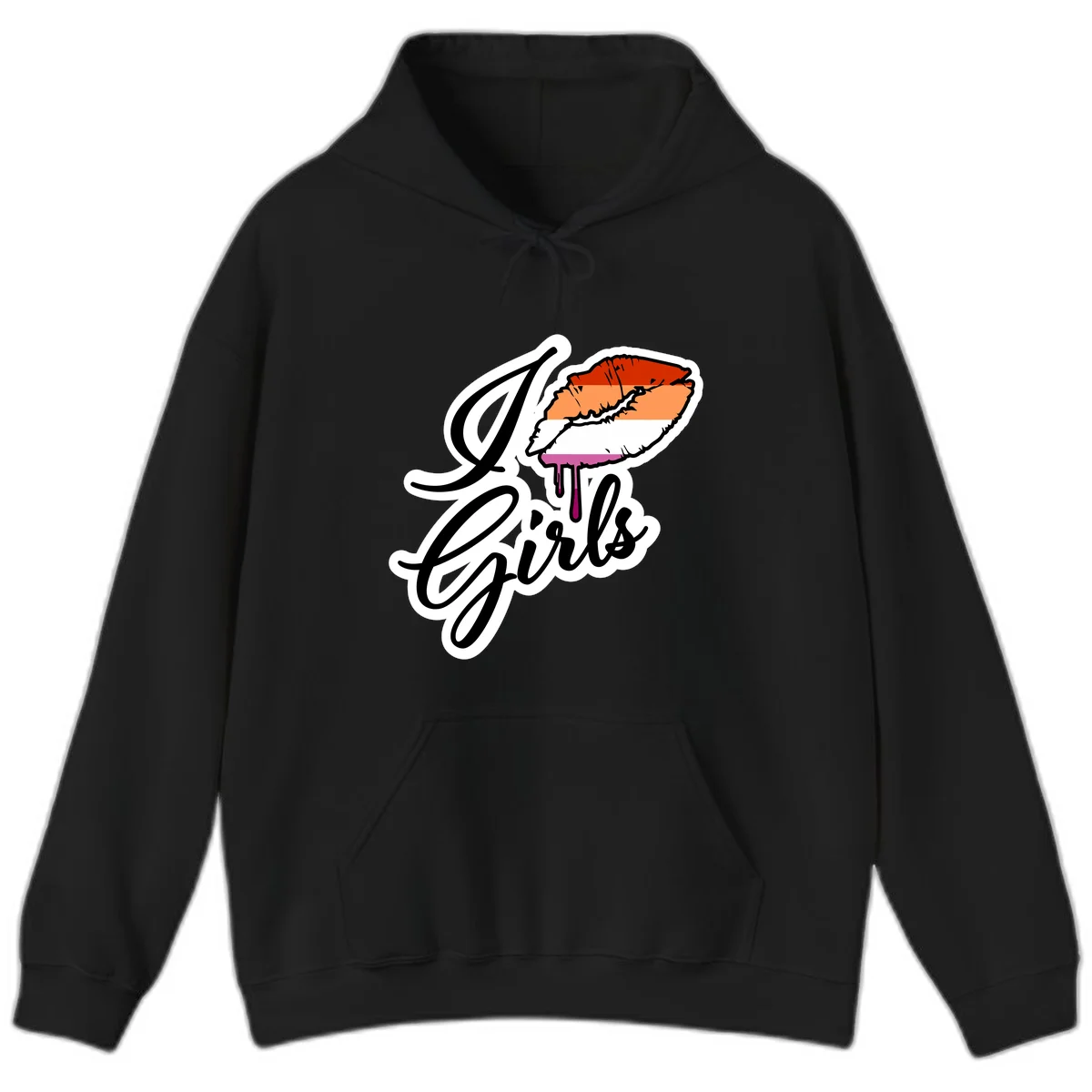 Illustrated girls trip lobster roll design with pride flag colors and flowing script lettering in Black