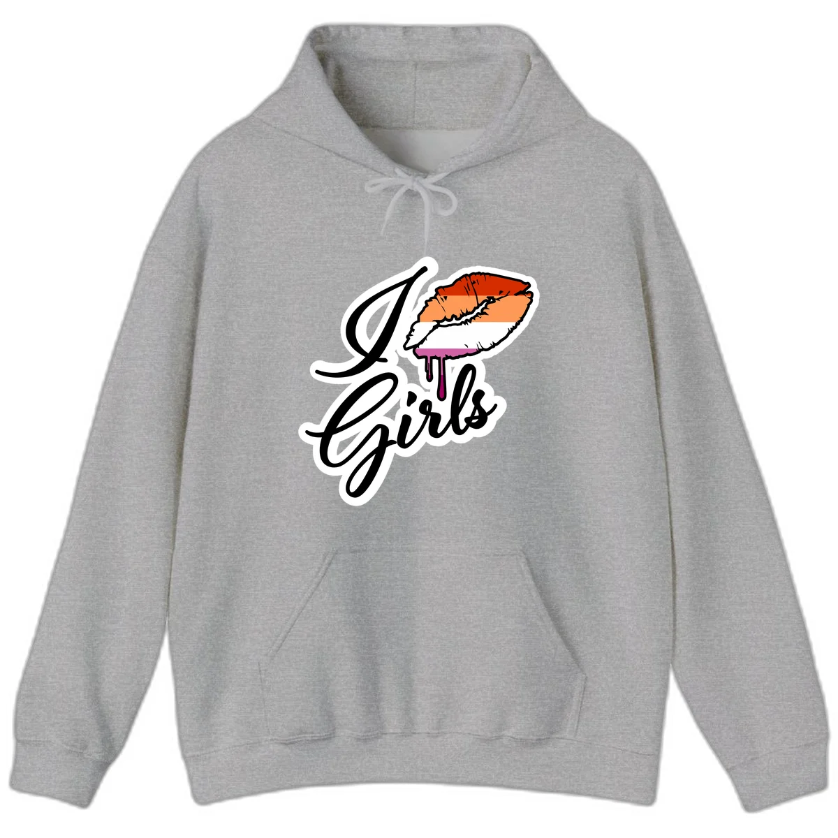 Illustrated girls trip lobster roll design with pride flag colors and flowing script lettering in Sport Grey
