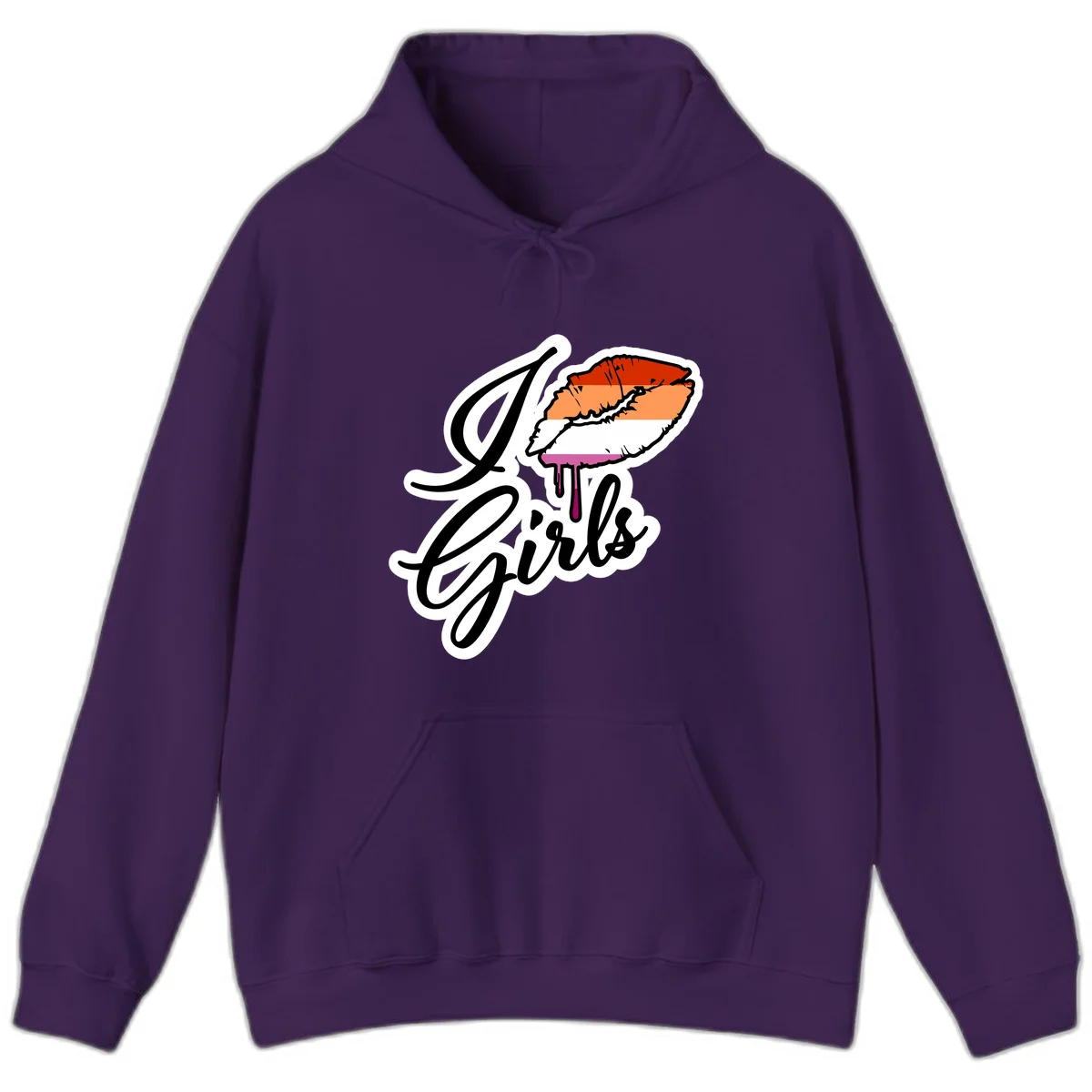 Illustrated girls trip lobster roll design with pride flag colors and flowing script lettering in Purple