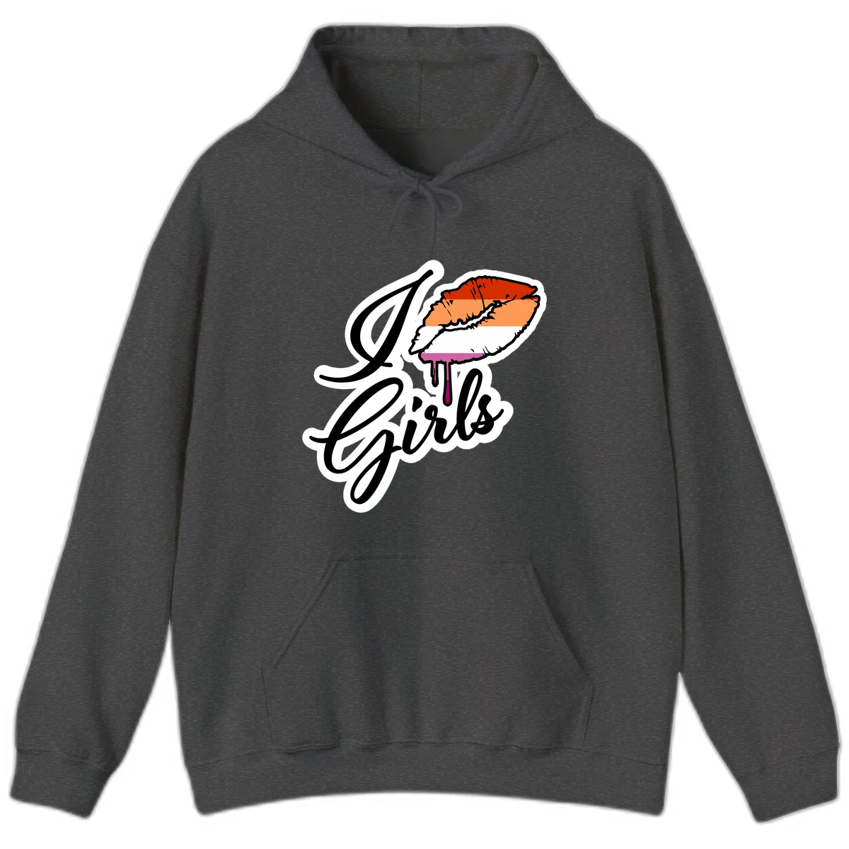 Illustrated girls trip lobster roll design with pride flag colors and flowing script lettering in Dark Heather