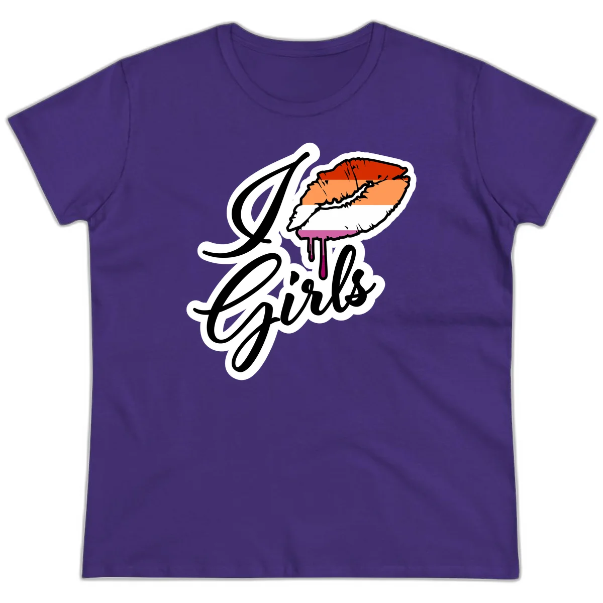 Illustrated girls trip lobster roll design with pride flag colors and flowing script lettering in Purple