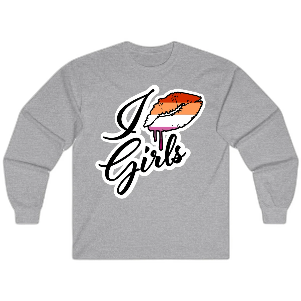 Illustrated girls trip lobster roll design with pride flag colors and flowing script lettering in Sport Grey