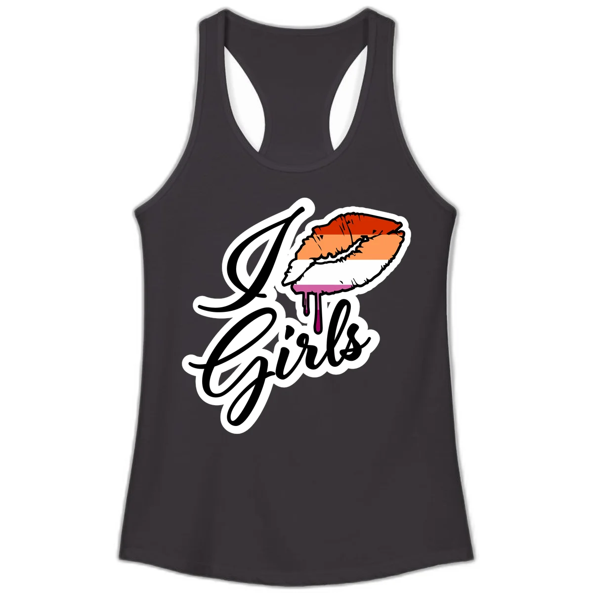 Illustrated girls trip lobster roll design with pride flag colors and flowing script lettering in Black