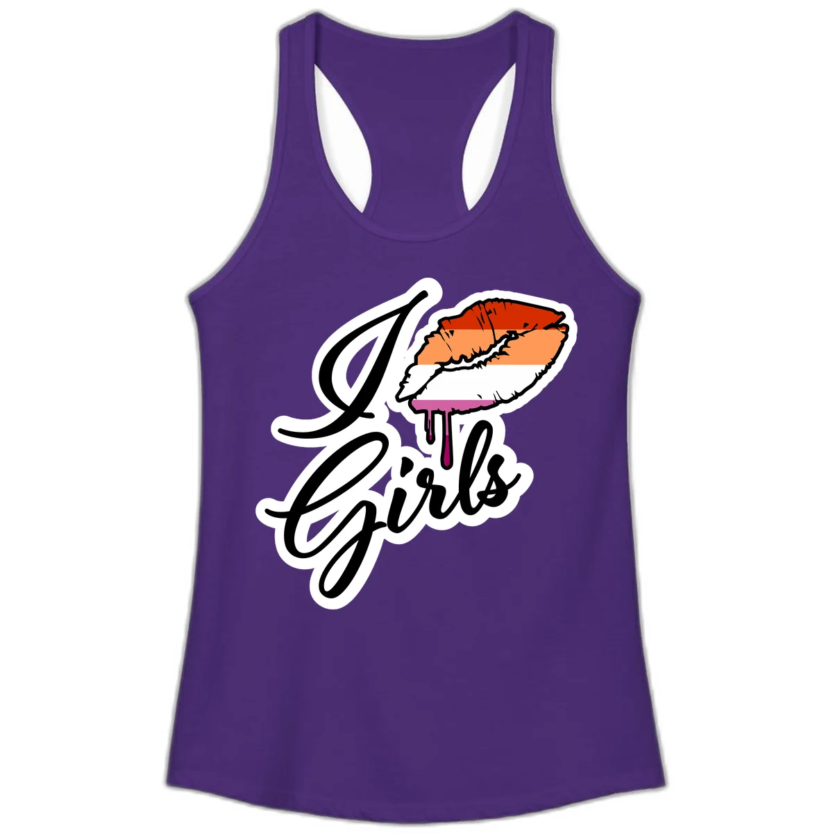 Illustrated girls trip lobster roll design with pride flag colors and flowing script lettering in Solid Purple Rush