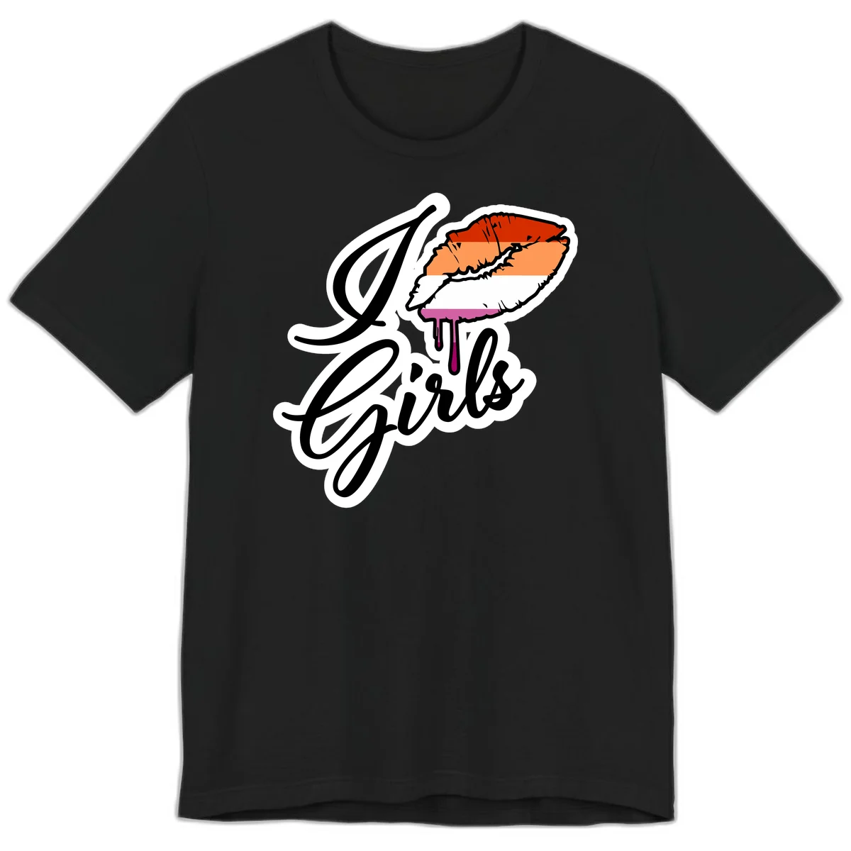 Illustrated girls trip lobster roll design with pride flag colors and flowing script lettering in Black