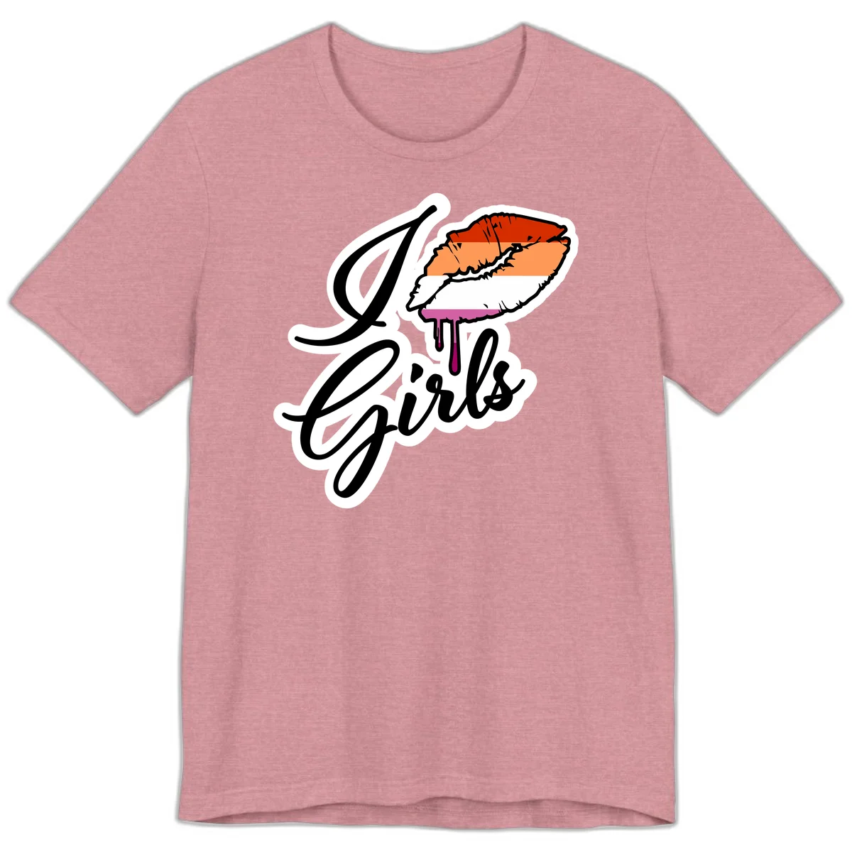 Illustrated girls trip lobster roll design with pride flag colors and flowing script lettering in Heather Orchid