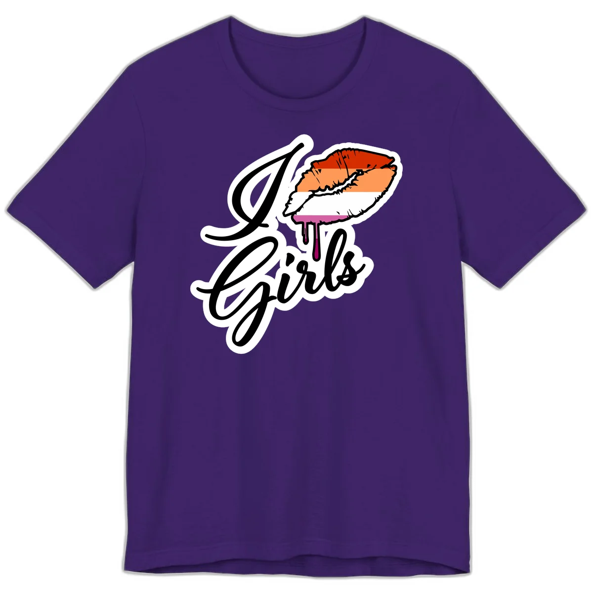 Illustrated girls trip lobster roll design with pride flag colors and flowing script lettering in Team Purple