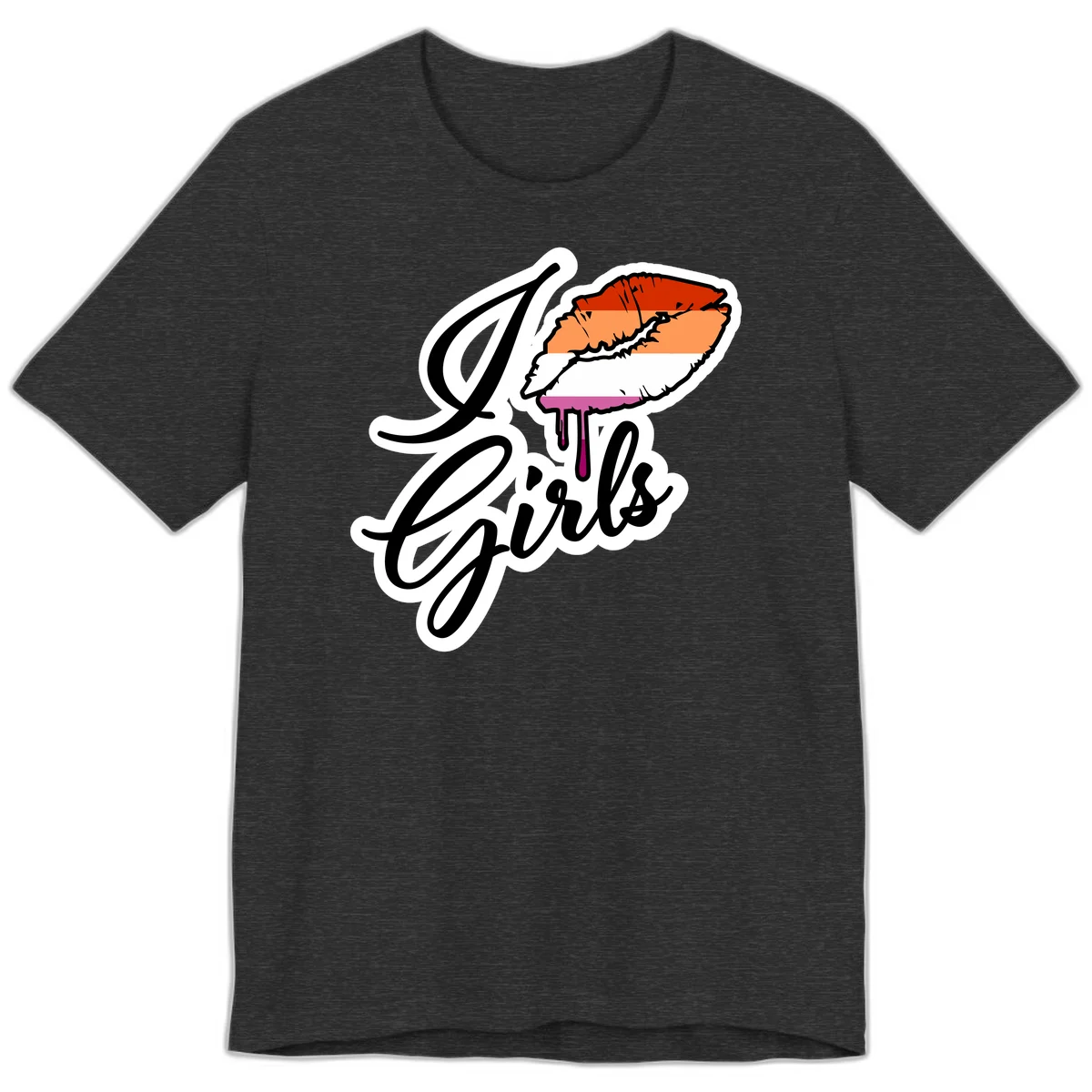 Illustrated girls trip lobster roll design with pride flag colors and flowing script lettering in Dark Grey Heather