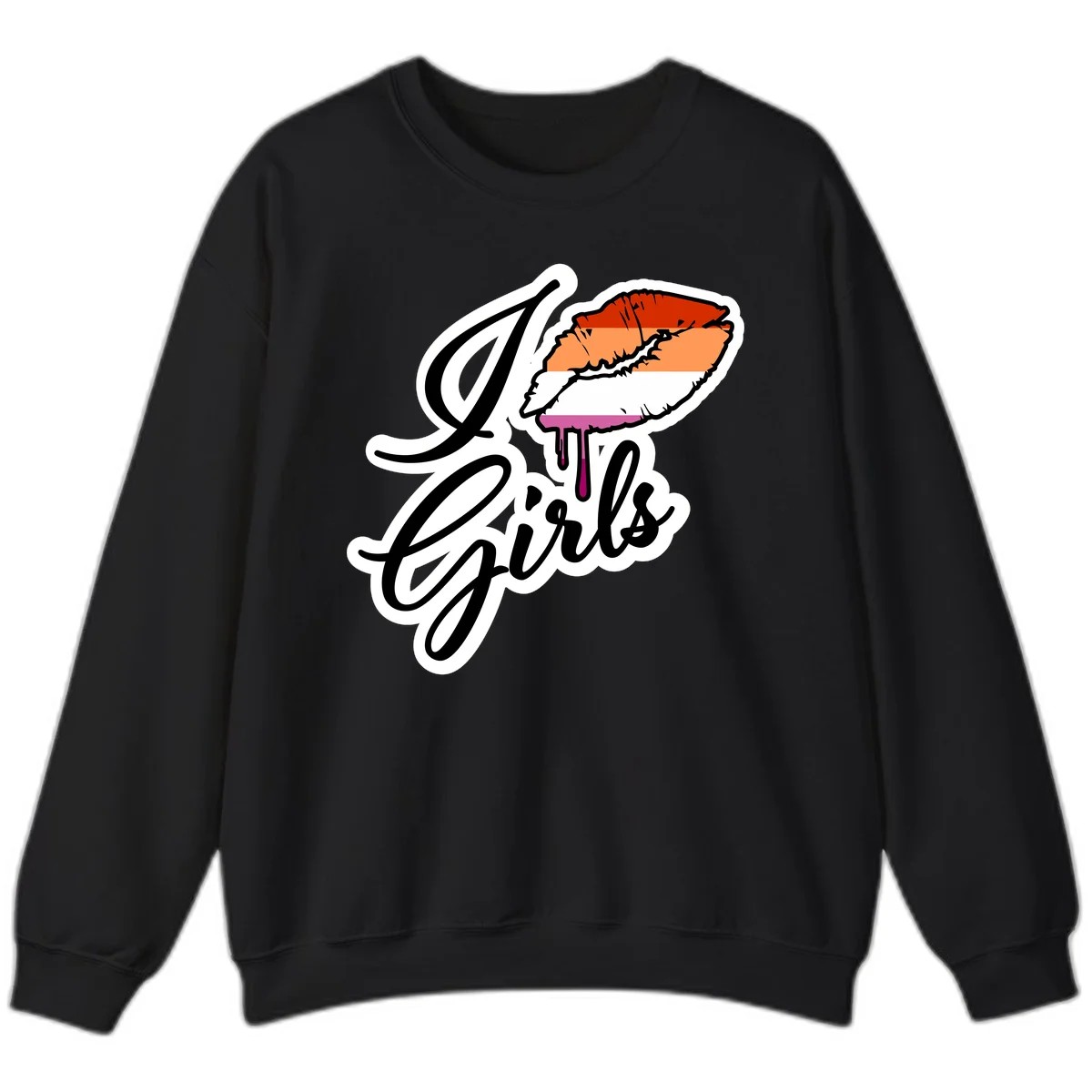 Illustrated girls trip lobster roll design with pride flag colors and flowing script lettering in Black