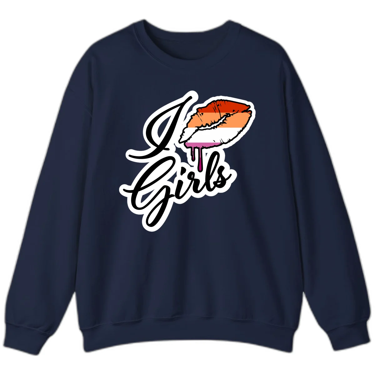 Illustrated girls trip lobster roll design with pride flag colors and flowing script lettering in Navy
