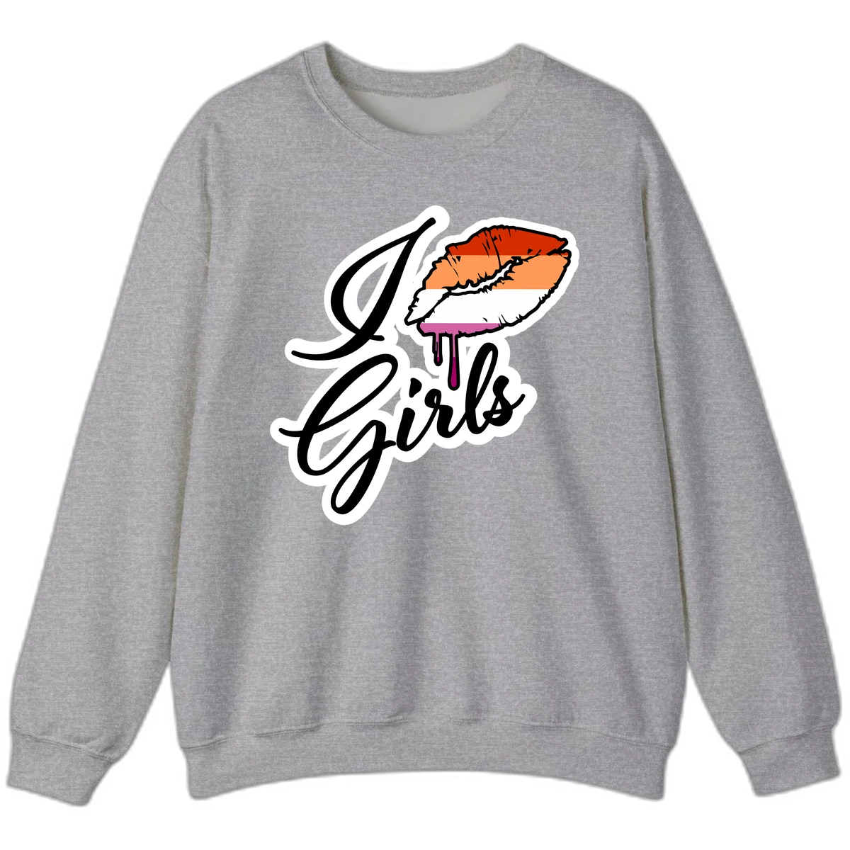 Illustrated girls trip lobster roll design with pride flag colors and flowing script lettering in Sport Grey