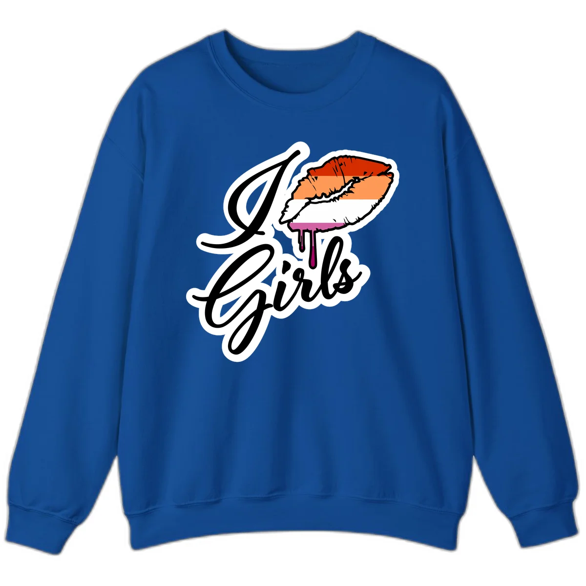 Illustrated girls trip lobster roll design with pride flag colors and flowing script lettering in Royal
