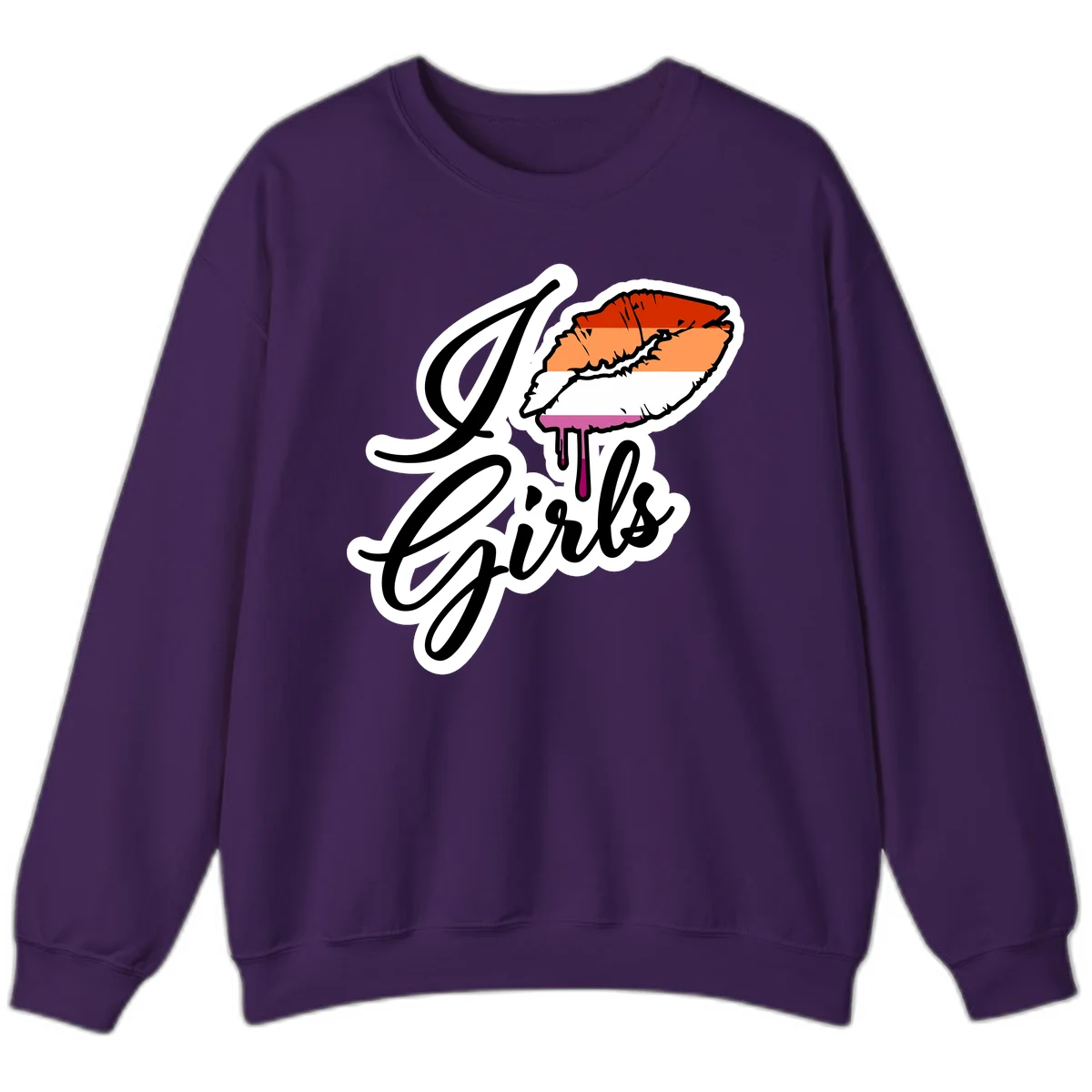 Illustrated girls trip lobster roll design with pride flag colors and flowing script lettering in Purple