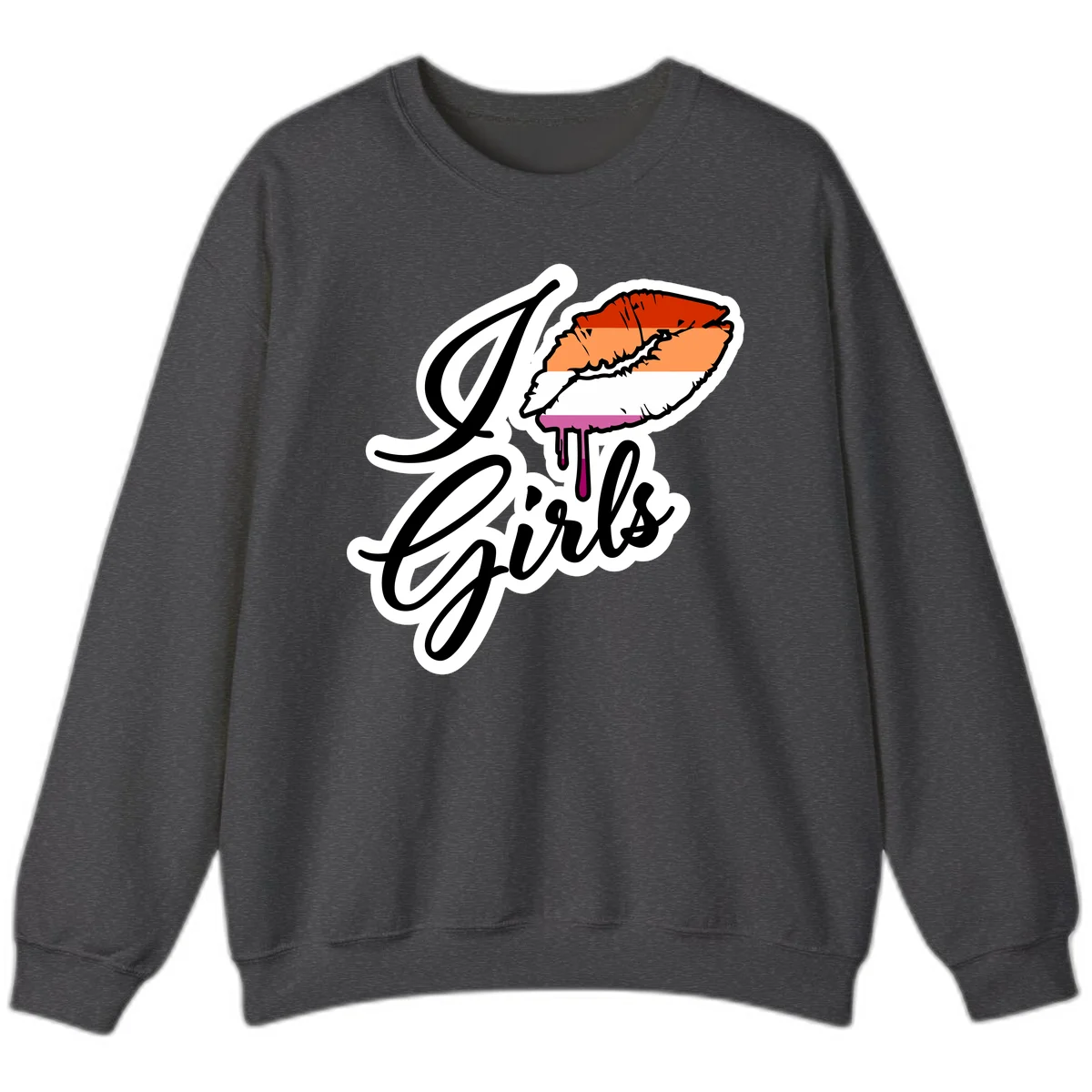 Illustrated girls trip lobster roll design with pride flag colors and flowing script lettering in Dark Heather