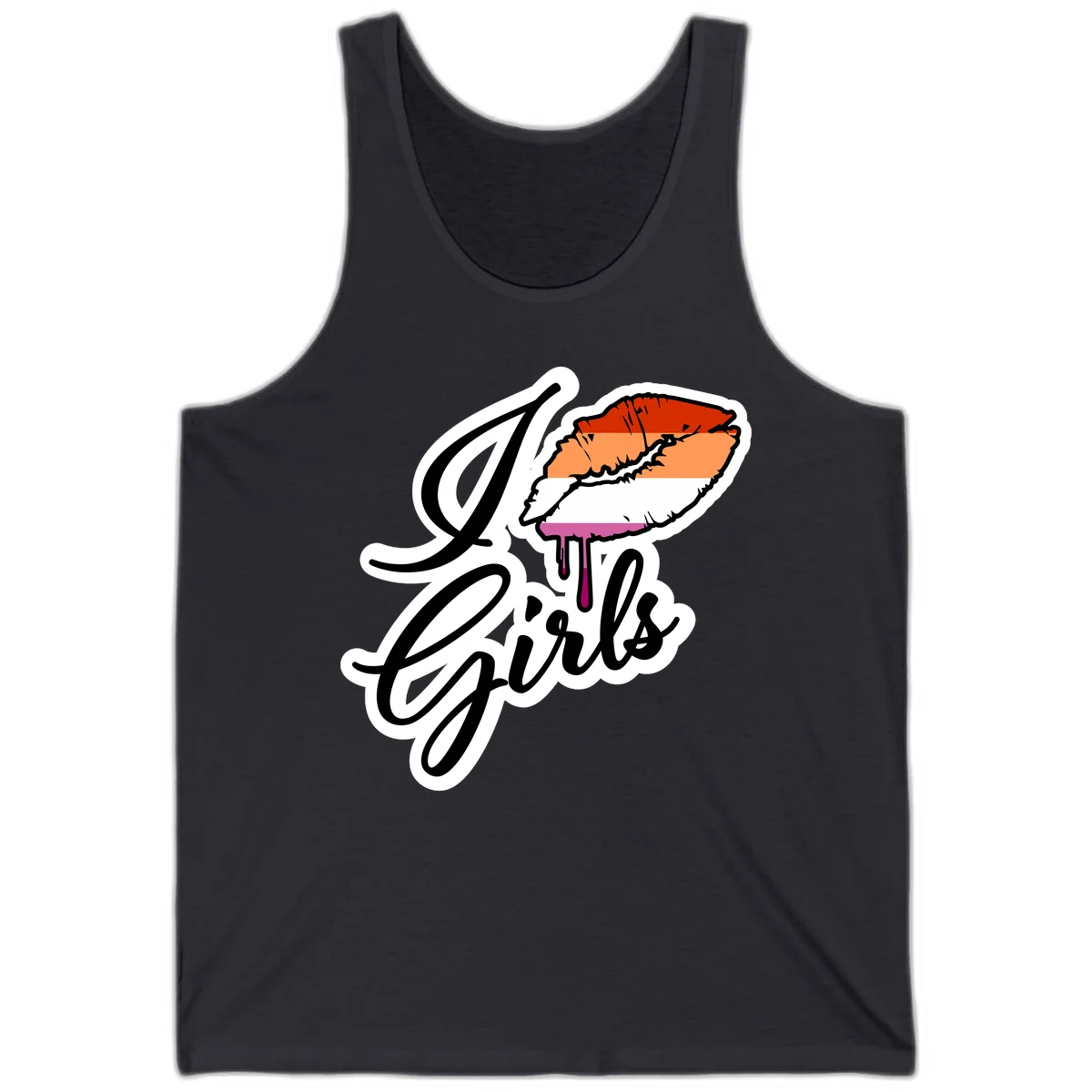 Illustrated girls trip lobster roll design with pride flag colors and flowing script lettering in Dark Grey