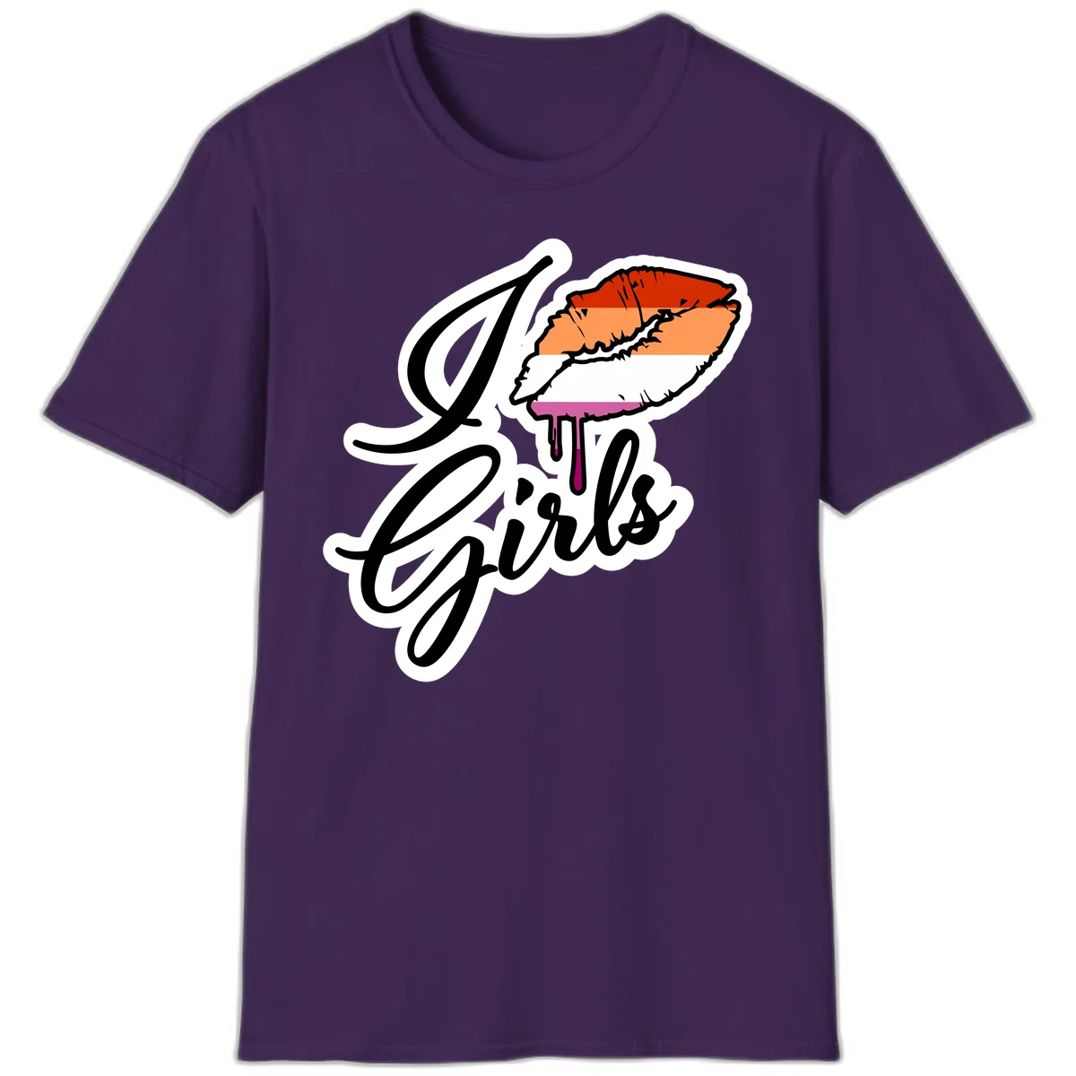 Illustrated girls trip lobster roll design with pride flag colors and flowing script lettering in Purple