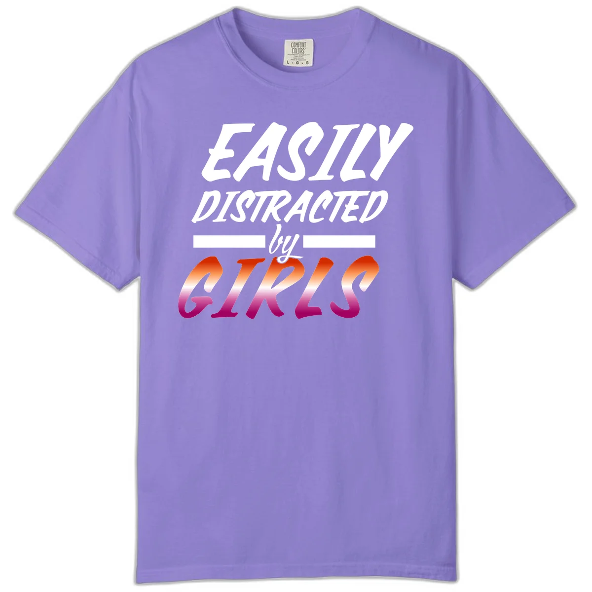 White and gradient red-to-pink text design reading 'Easily Distracted by GIKS' on gray background in Violet