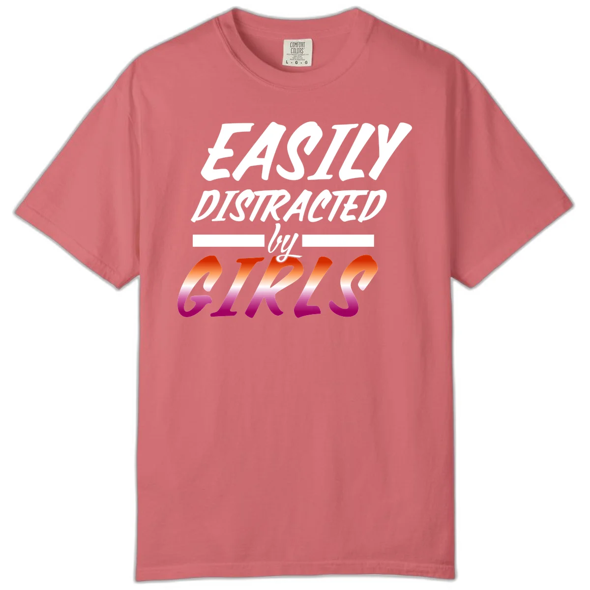 White and gradient red-to-pink text design reading 'Easily Distracted by GIKS' on gray background in Watermelon