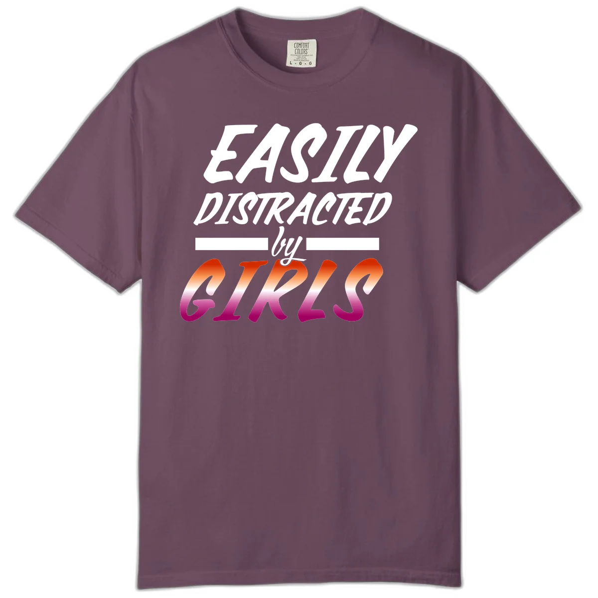 White and gradient red-to-pink text design reading 'Easily Distracted by GIKS' on gray background in Berry