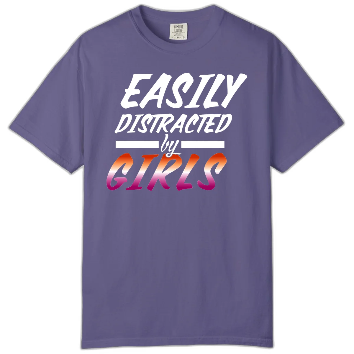 White and gradient red-to-pink text design reading 'Easily Distracted by GIKS' on gray background in Grape