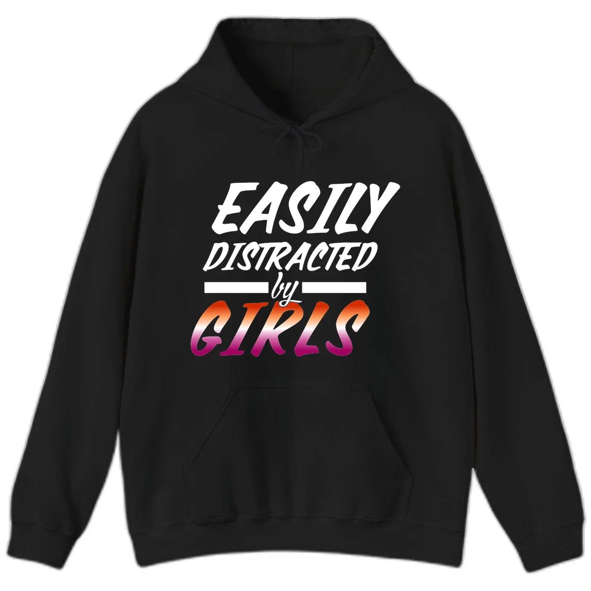 White and gradient red-to-pink text design reading 'Easily Distracted by GIKS' on gray background in Black