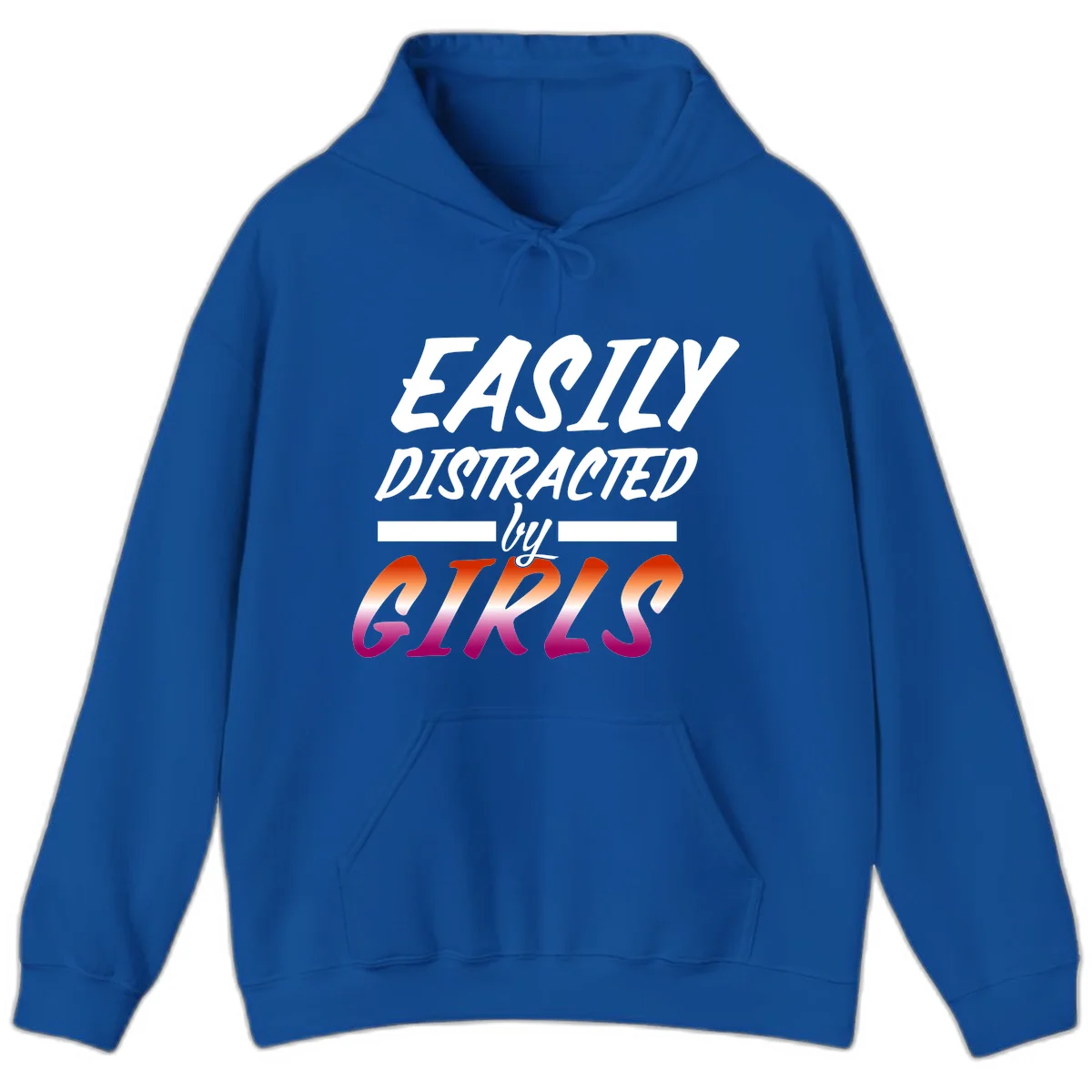 White and gradient red-to-pink text design reading 'Easily Distracted by GIKS' on gray background in Royal