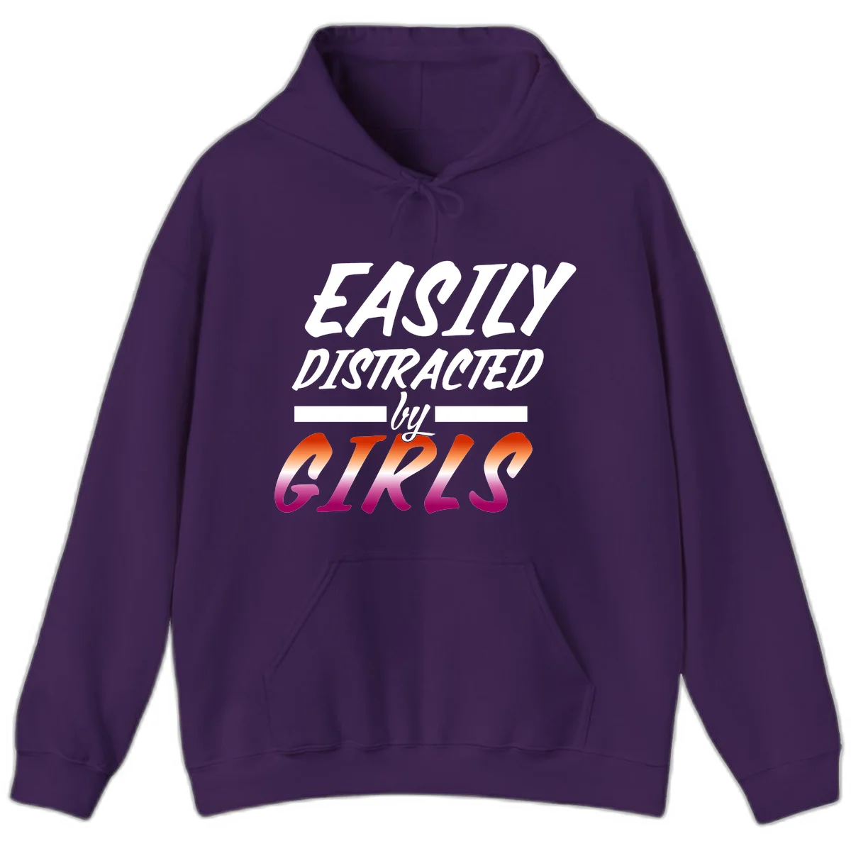 White and gradient red-to-pink text design reading 'Easily Distracted by GIKS' on gray background in Purple